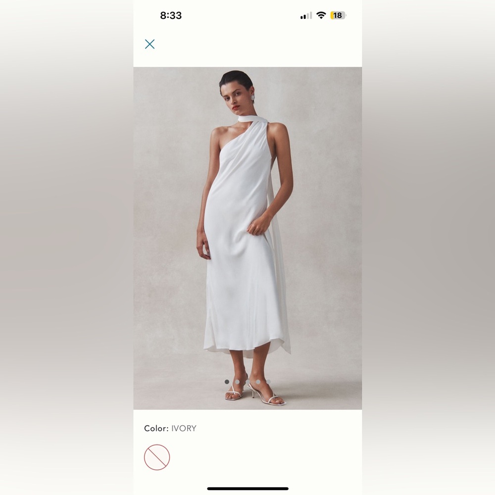 BHLDN One Shoulder Removable Scarf Midi Dress